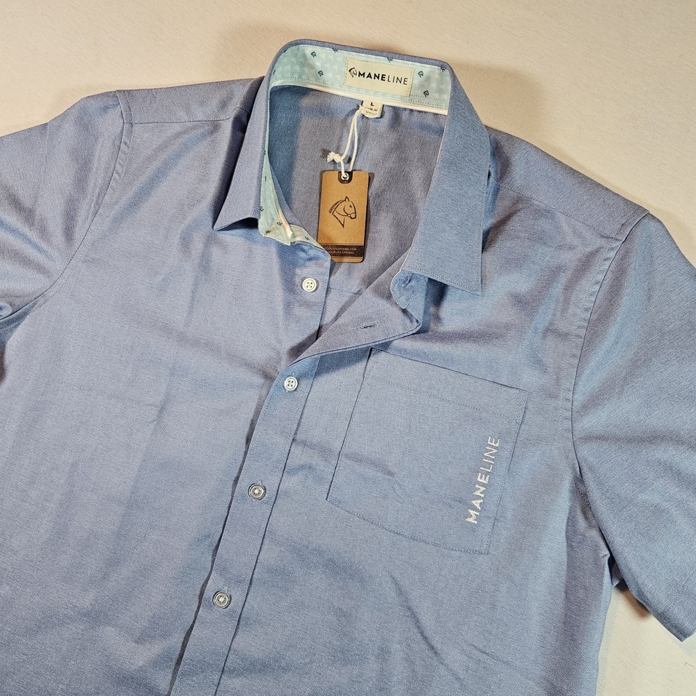 Maneline‎ Shirt Men's The Lifestyle Solid Size L Blue Equestrian Western Cowboy